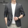 Laishibo Men's Blue-Grey Plaid Slim Fit Blazer - Spring/Autumn Casual Suit Jacket