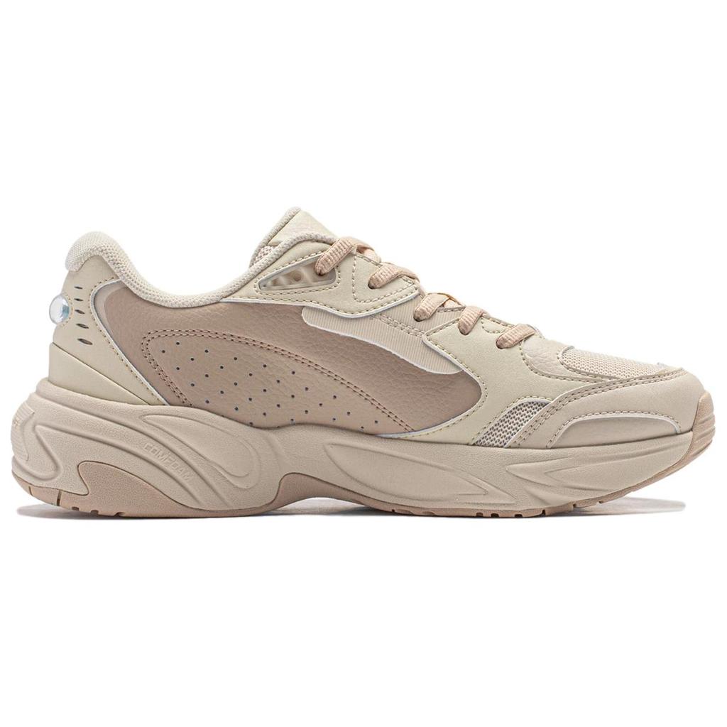 Li Ning Tiger Whale Non-Slip Low-Top Casual Shoes Women Sneaker Beige AGCU030-2