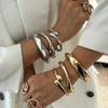 Fashion Irregular Alloy Spring Bracelet Simple Water Drop Smooth Bracelet Set