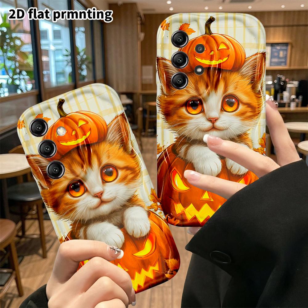 Phone Case: 2D Flat, Suitable for Samsung Galaxy A34 A35 M05 M06 S20 S22 S21 FE Plus 5G Protective Case, Orange and White Kitten, Perfect Christmas an