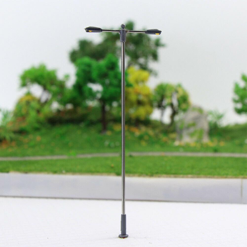 HO OO Scale 10pcs Model Street Lamp Height Adjustable 20mA Flexible For Adults Street Light Two-Heads White LEDS