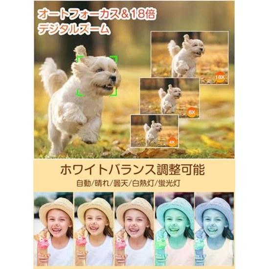 QZTCAMERA digital camera 4K compact 64 million pixels Type-C cable smartphone connection time-lapse recording function 2.8-inch large screen auto 18x