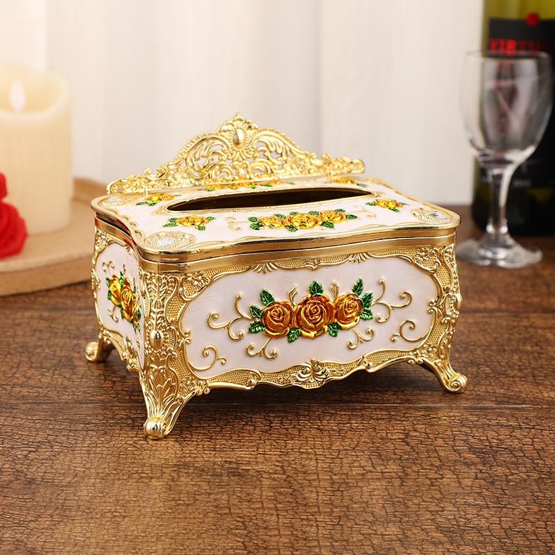 Embossed Rose Tissue Boxes Storage Napkin Holder Paper Case Organizer Ornament Craft Desktop Tissue Plastic Kitchen Tissue Box