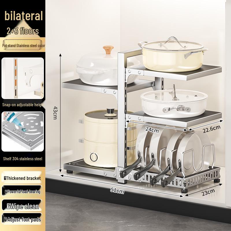 Layered Kitchen Storage Rack for Cookware & Utensils