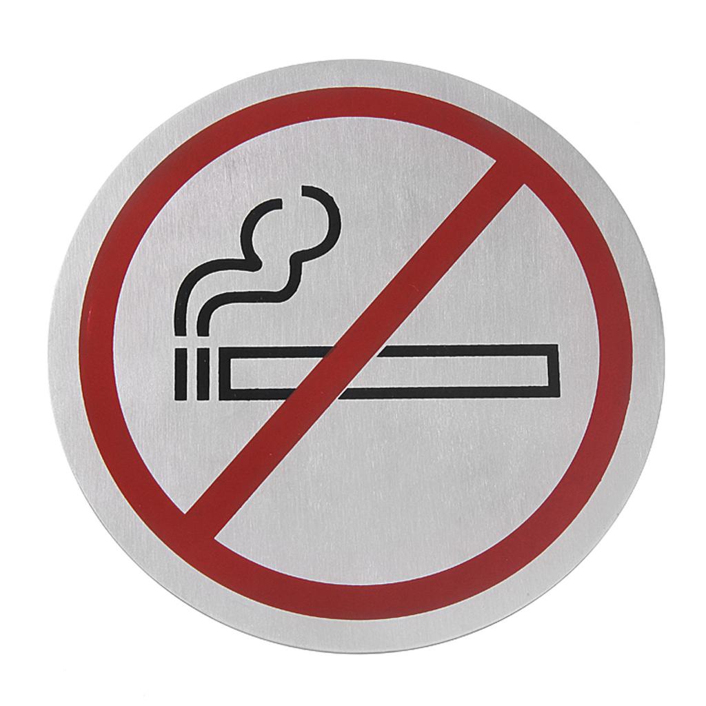 Self-adhesive NO SMOKING information sign, stainless steel, diameter 160mm, Hendi 663806