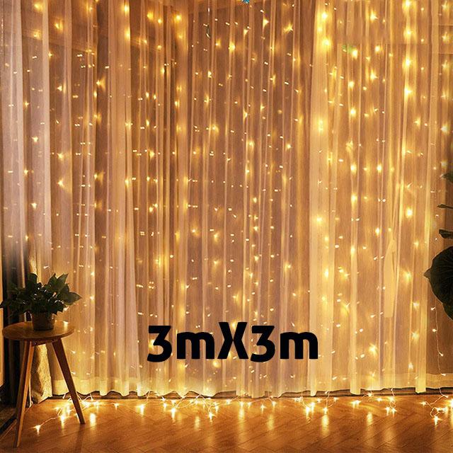 3M Christmas Ornament LED Fairy String Curtain Lights Garland Festoon Christmas Decor for Home New Year 2023 Xmas 2022 Navidad