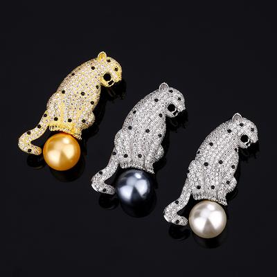 Schmuck Kupferboden Vergoldet Perle Einfache Leopard Brosche 14Mm
