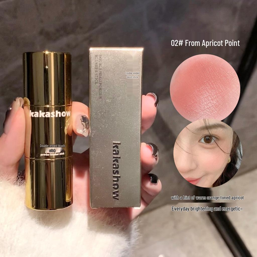 Kakashow Двусторонний стик для румян натурального красного оттенка: Корейский стиль, Стойкая, Матовая с низкой насыщенностью для деликатного цвета, осветляющего кожу.