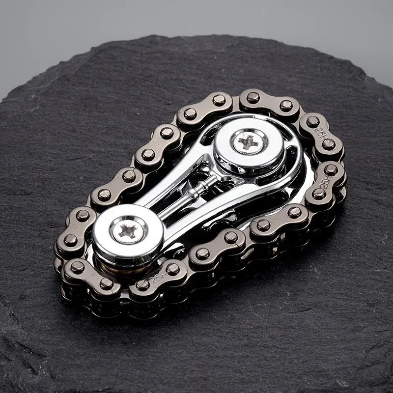 Fidget Chain,Sensory Bike Chain EDC Anti Stress Relief Anxiety Metal Fidget Finger Hand Spinner Toys For Kids Adults ADHD Autism