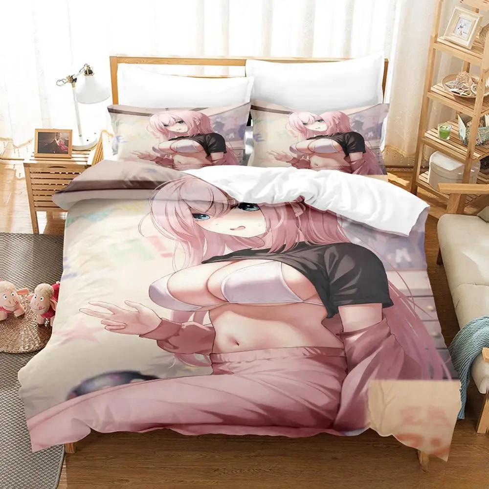 Kawaii Anime BOCCHI THE ROCK Gotou Hitori Bedding Set Single Twin Full Queen King Size Bed Set Adult Kid Bedroom Duvetcover Sets