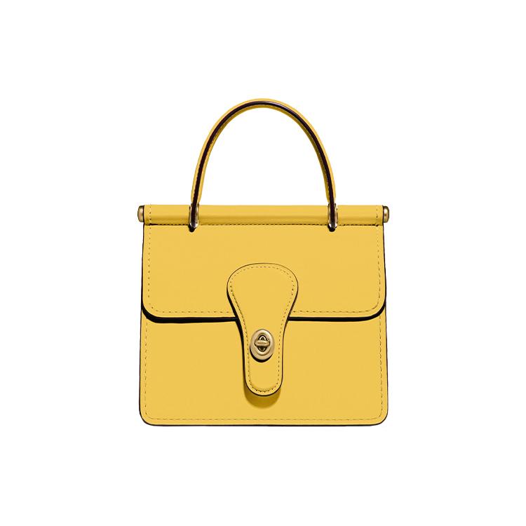 

New COACH Willis Leather Shoulder Bag, Crossbody Bag, Handbag Small Women s Yellow 89225-B4PUA 18.0*7.6*17.0CM