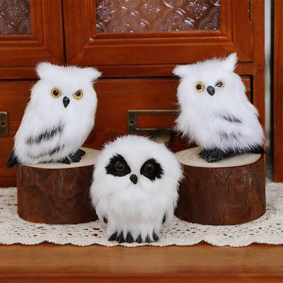 Mini Simulation Owl Ornaments Cute Furry Imitation Animal Home Decoration Christmas Tree Pendant Plush Toys for Kids Gift