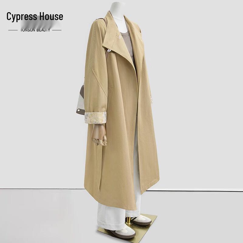 Женский плащ-тренч с лацканами в стиле колор-блок L