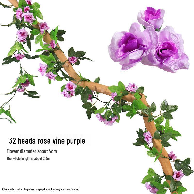Artificial Cherry Blossom Vine – Silk Floral Decoration for Indoor Ceilings and Air Conditioning Water Pipe Covers