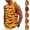 Men's Halloween Costume Hooded Vest, Sleeveless Drawstring Print Pullover for Party and Daily Wear