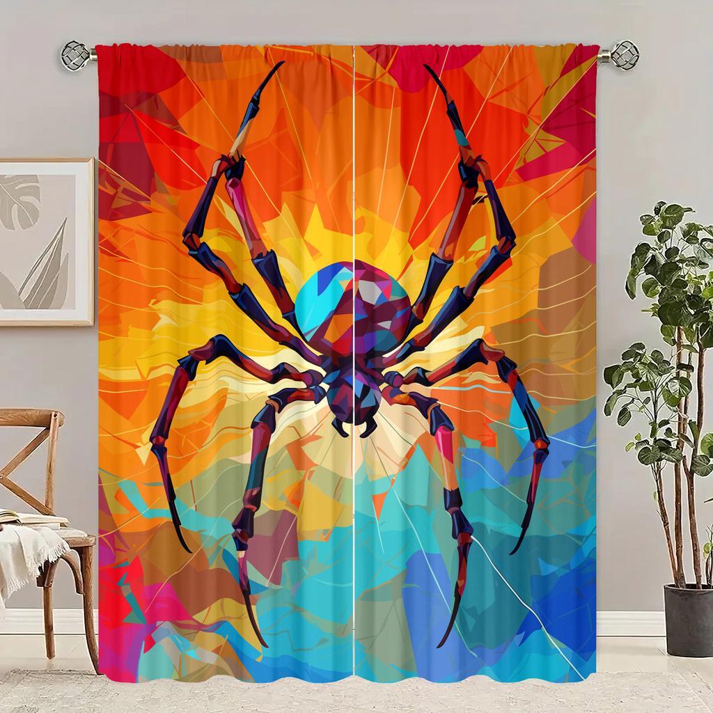 2 Pieces - Customizable Pattern Size - Printed Curtain - Polyester Material - Bedroom, Living Room, Study