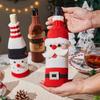 Christmas Wine Sweater Cover Handmade Knitted Cartoon Santa Snowman Reindeer Bottle Sleeve for Winter Dining Table Decoration