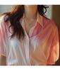 2025 New Unique and Beautiful Design Sense Summer Pink and White Gradually Changing Color Shirt for Women's Niche Age Reducing Top