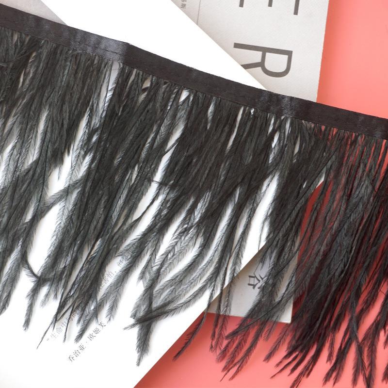 Verschlüsselter Federstoffstreifen 10-13 cm Straußenhaar Stoffkante Kleid Lateintanzrock Stoffband Hut Dekorationsmaterial