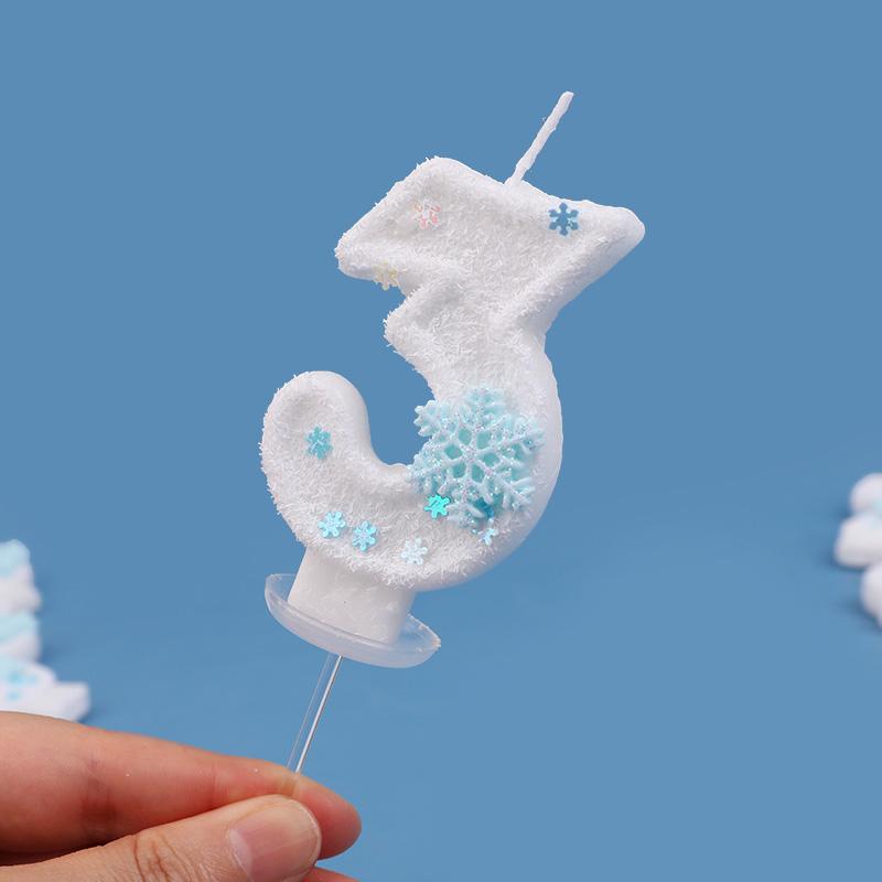 Glitter Snowflake Number Candles Kids Girls Frozen Birthday Party Cake Topper Decoration Supplies 0-9 Digital Baby Shower Gift