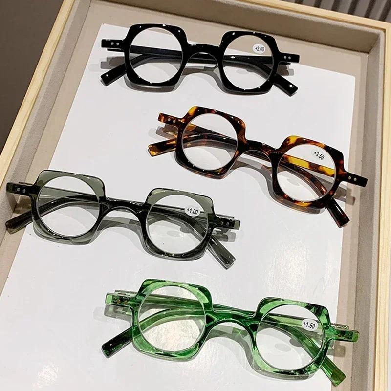 Retro anti-blue light reading glasses for men and women, fashionable square hyperopia glasses, fashionable reading glasses