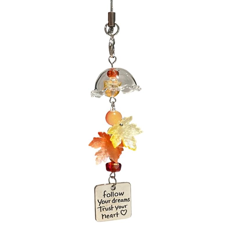 

Autumn Maple Leaf Wind Chime Charm with Clear Sound for Seasonal Decoration Phone or Backpack Keychain жёлтый