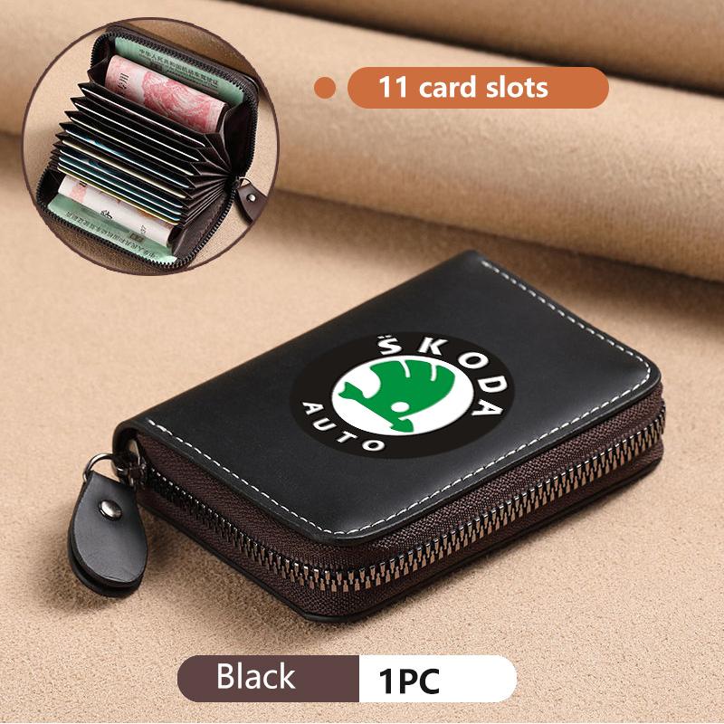 For Skoda Car Leather Wallet Motor ID Credit Card Ticket Storage Bag Octavia Superb RAPID FABIA KAMIQ KAROQ KODIAQ YETI kybf34