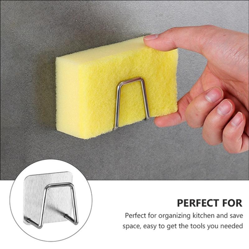 Kitchen Accessories Punch Free Sponges Holder Storage Hook Shelf Bathroom Stainless Steel Storage Holder Bathroom Accessories
