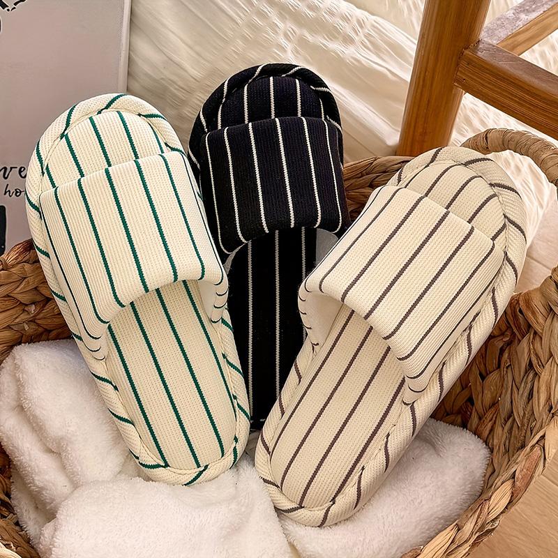 Fashion Japanese Style Striped Home Slippers for Women Lightweight Non Slip Indoor Slippers Woman Soft Comfortable Couple Bedroom Slides