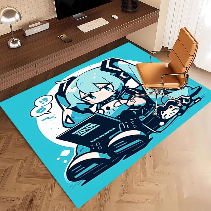 1pc Hatsune Miku Print Area Rug - Soft, Washable Non-Slip Indoor Mat, Living Room, Home Office Decorative Rug,Office Decorative