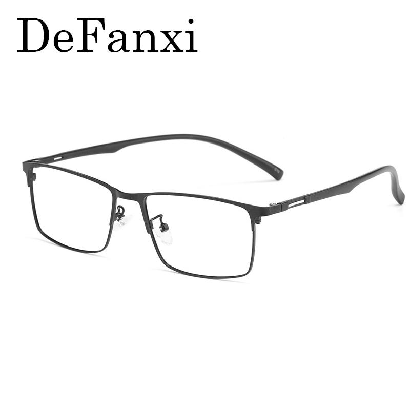Men Square Metal Large Frame Reading Spring Hinge Presbyopia Glasses Blue Light Blocking Eye Protection Eyeglasses 0 To +6.0