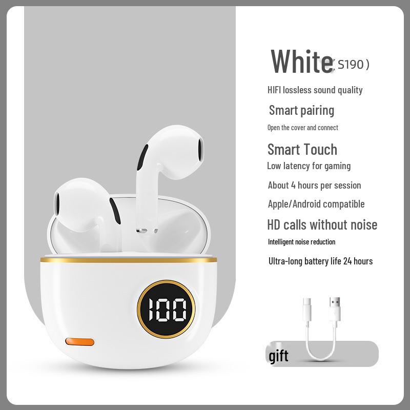 

2025 S190 Полностью беспроводные Bluetooth-наушники - Высококачественный звук, Низкая задержка, Удобные для длительного ношения