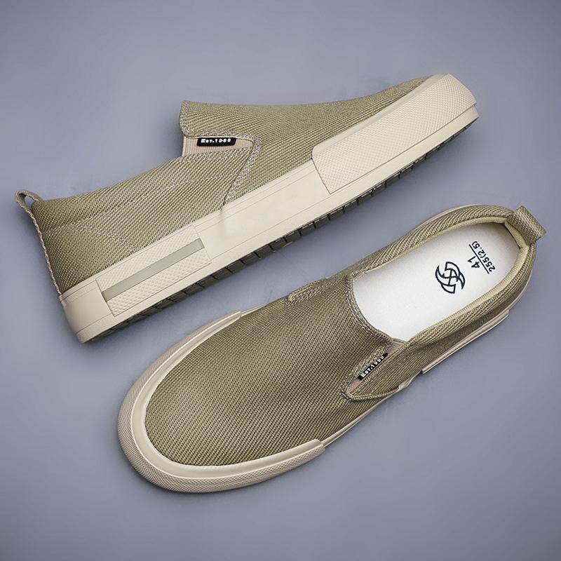 

Мужские парусиновые туфли Модные повседневные Легкие Нескользящие Лоферы Выстиранный Деним Плоская подошва Уличные Кроссовки Вулканизированная обувь 44 хаки