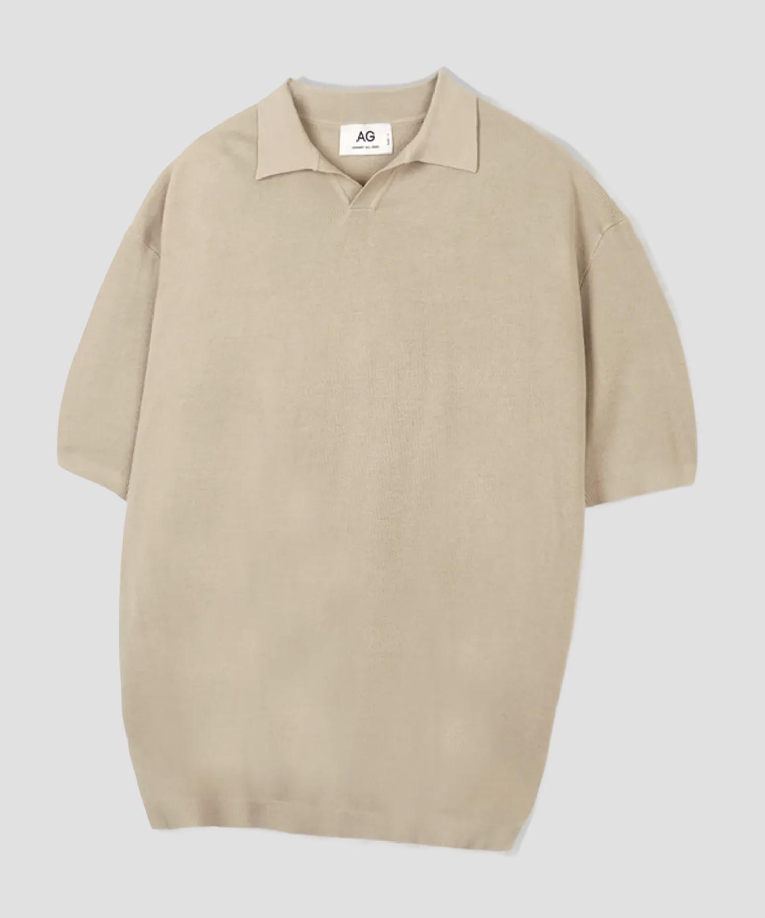 Plain Collar Half Knit [Beige] Beige/M