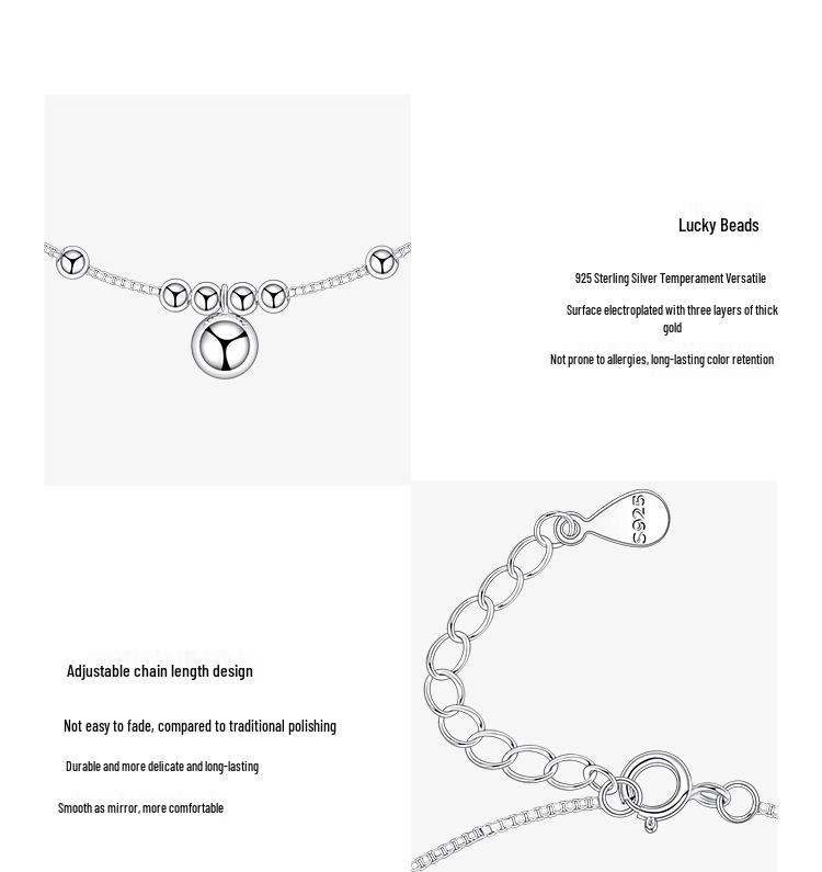 2025 Trendy Women's 925 Sterling Silver Bead Anklet: Summer Fashion Ankle Chain Jewelry
