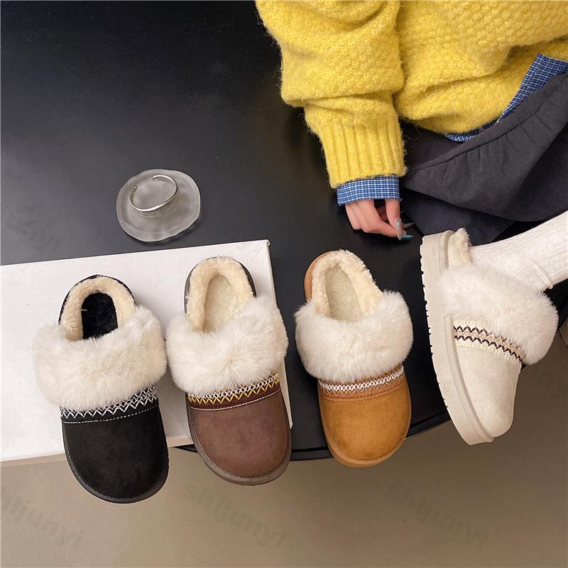Women's Cotton Slippers 2026 Winter New Slip on Casual Outdoor Non Slip Warm Shoes Thicken Plush Comfortable Indoor Home Shoes