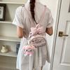 Schoolbag Pink and White Color Matching Cartoon Cute Rabbit Lace Small Schoolbag Schoolgirl Shopping Dating Travel Clock In Backpack
