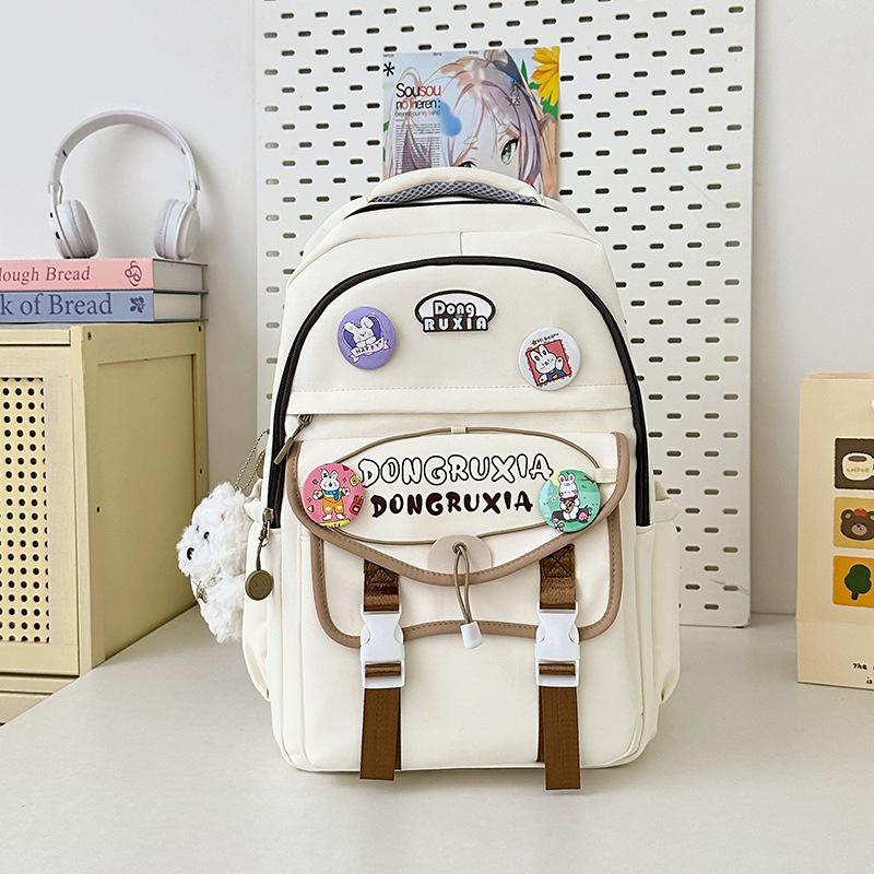 Korean Retro Contrasting Color Junior High School Student College Style Backpack Large Capacity Casual Travel Backpack