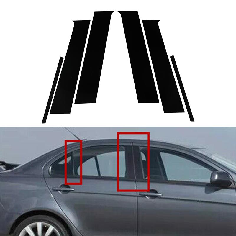 6Pcs Car Side Window Door Pillar Trim Posts Sticker Black for Mitsubishi Lancer Sedan 2008-2017 Proton Pira Fibre2010-2015