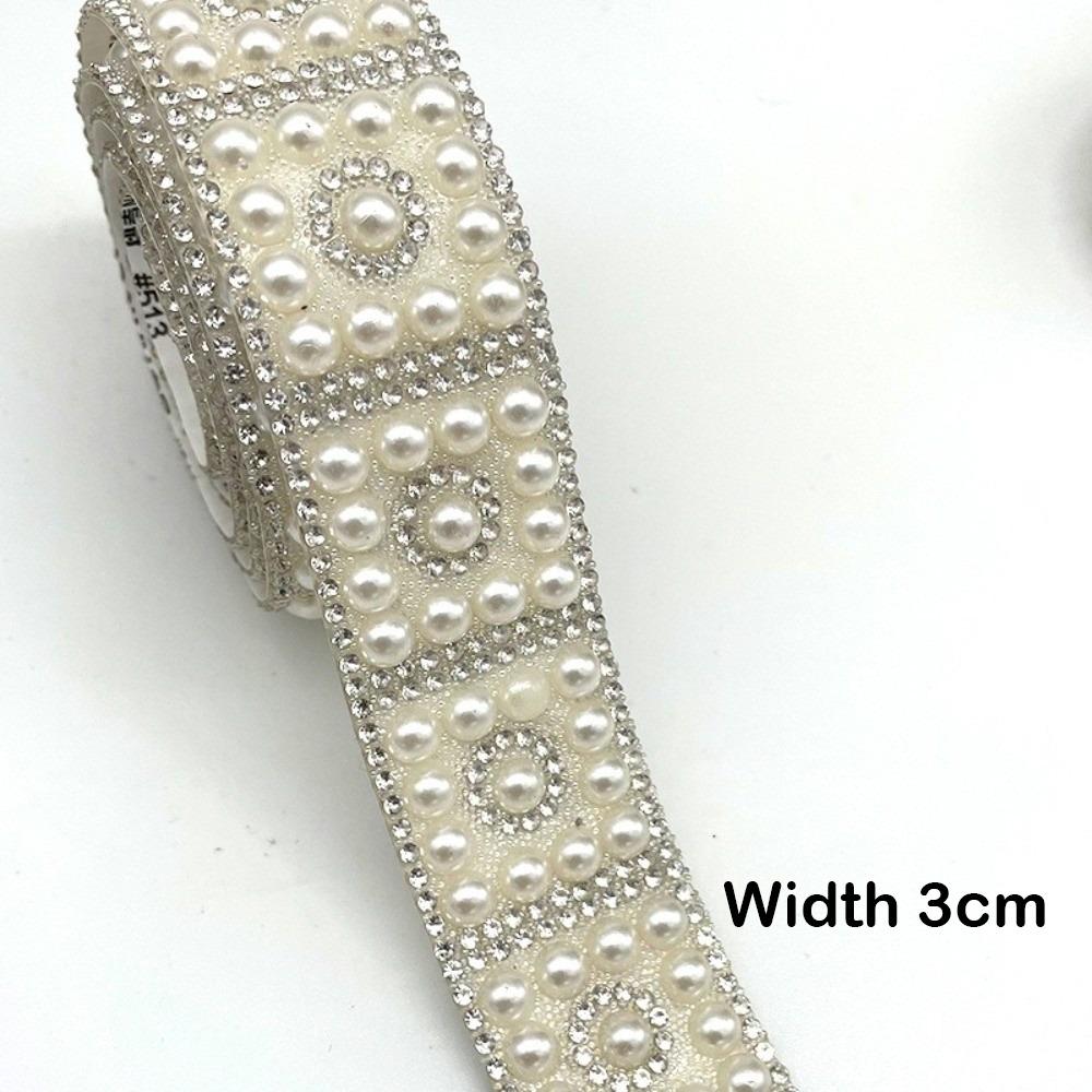 1 Yard DIY Rhinestones Trim Tape Colorful Pearl Chain  Garment Shoes Bags Bags Decoration