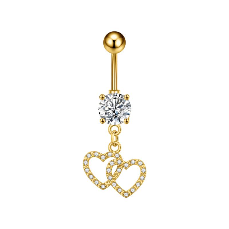 Fashion Simple Zircon Heart Belly Button Rings Stainless Steel Navel Piercing Barbell For Women Sexy Body Jewelry Beach Jewelry