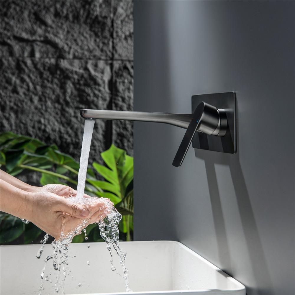 Brushed Gold Sigital Display Basin Faucet Concealed Bathroom Faucet In-Wall Basin Spout Mixer Lavotory Tap Combination Blanoir