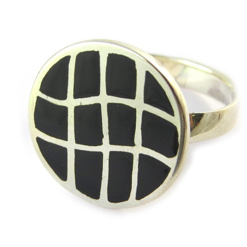 Sølv 'Pop Art' Onyx Ring