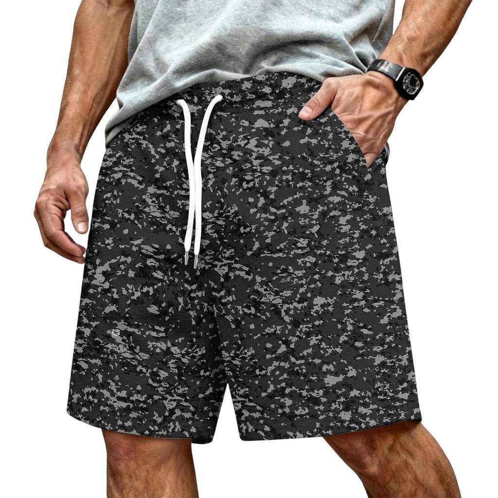 Herren Kordelzug Taille Lässige Sportshorts Entspannte Passform Atmungsaktives Gewebe Camouflage-Print Sportbekleidung für den täglichen Gebrauch