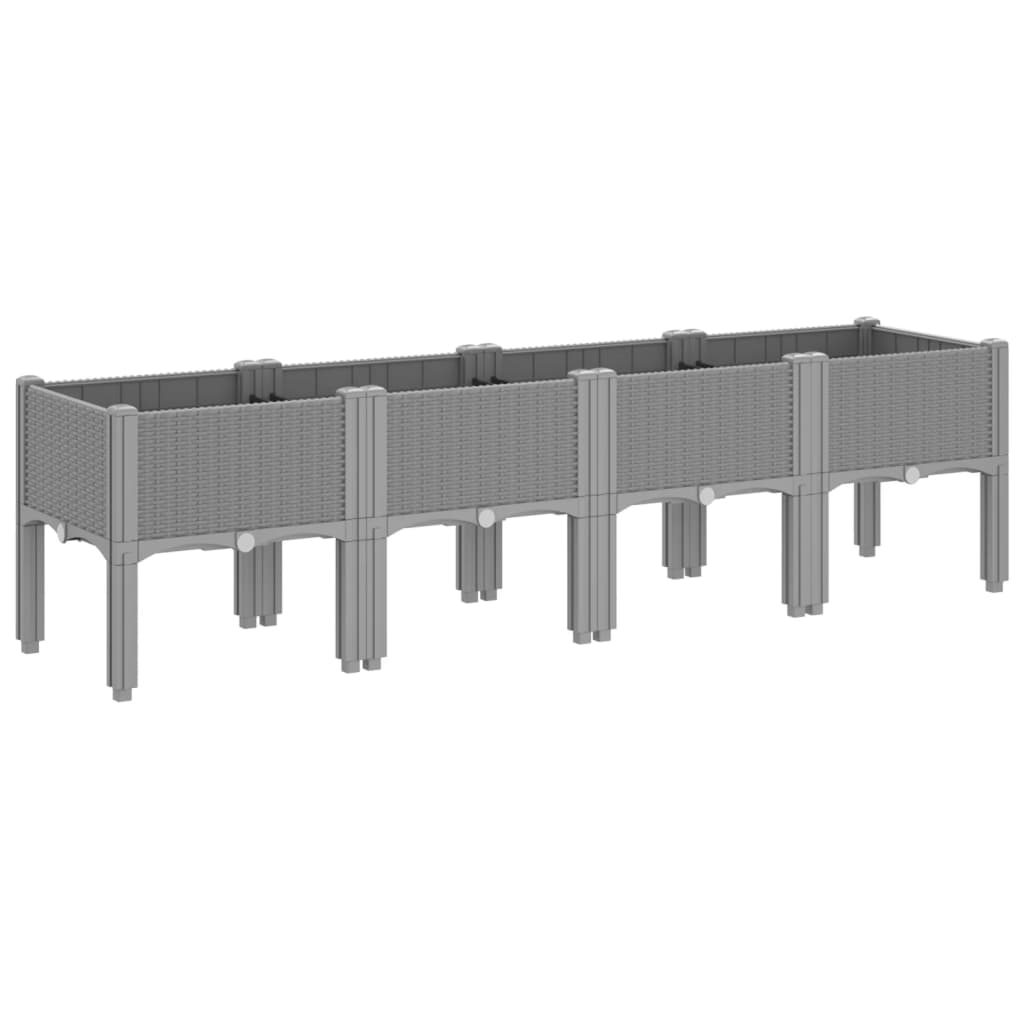 Planter with Legs Light Grey 160 x 40 x 42 cm PP