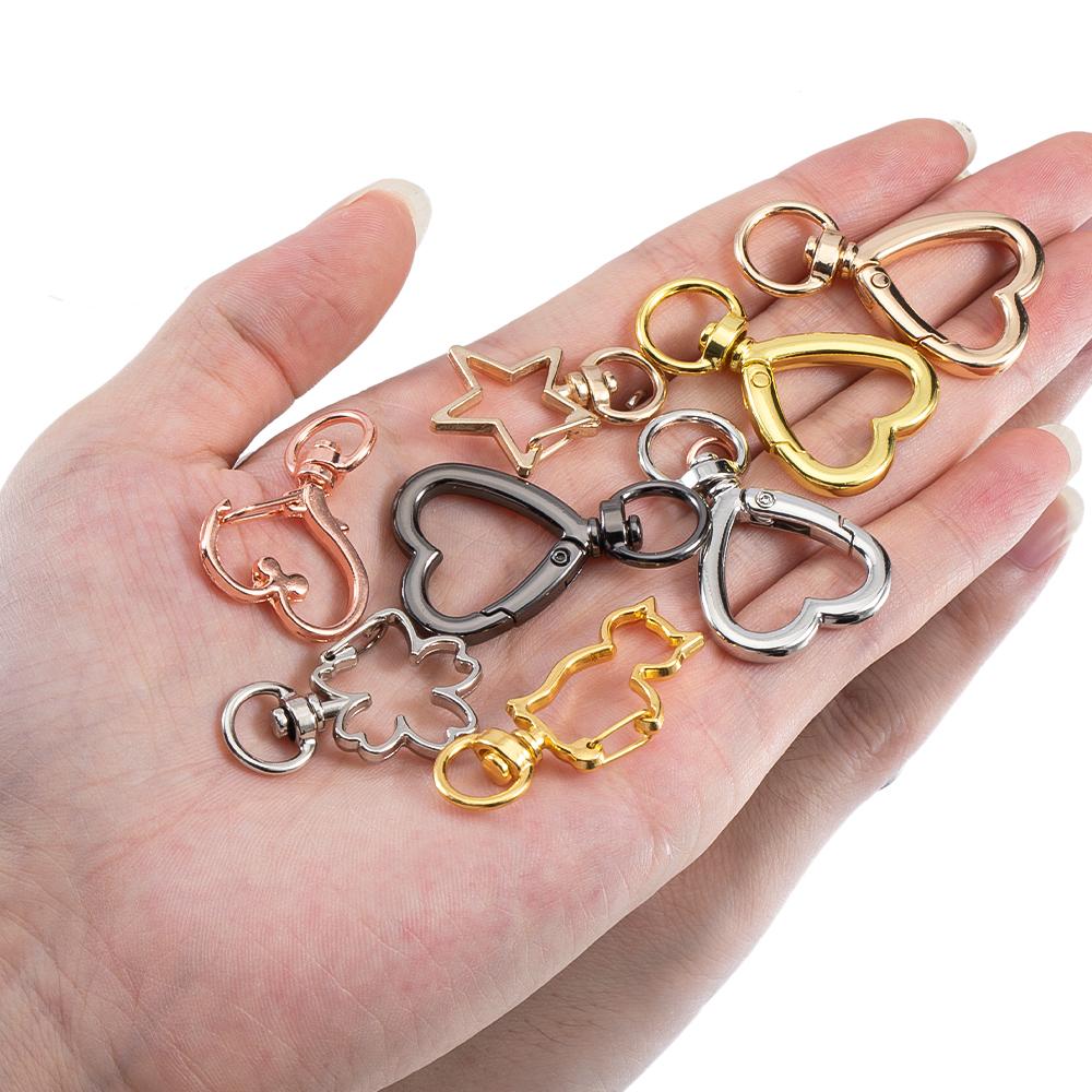 5pcs Openable Metal Sping Clasp Star Heart Cat Flower Ring Carabiner Keychain Bag Pet Dog Buckles Connector DIY Jewelry Making
