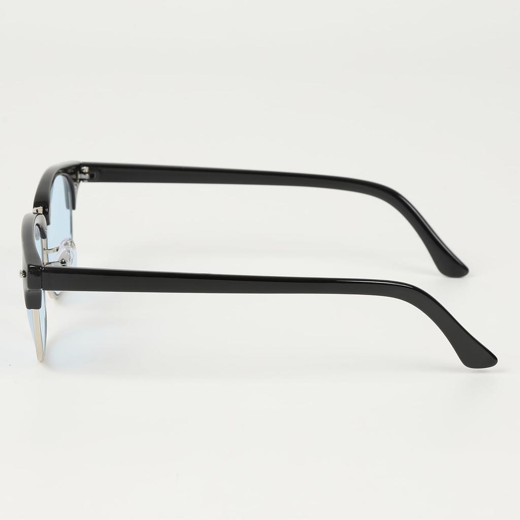 CLASSIC OUTDOOR UV400 Polarized Half Frame Sunglasses with Clear Perfect for Night Driving Accessories [What Say] Lenses, (Light Blue/Black/Silver (No