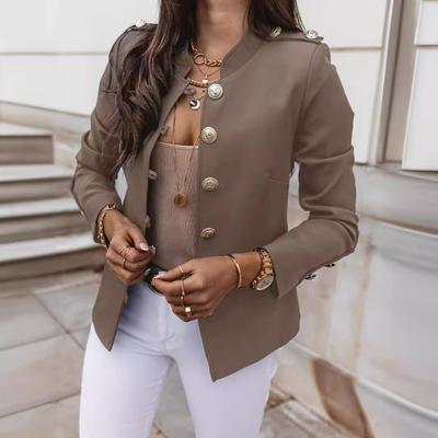 Spring and Autumn Women's Long Sleeve Slim Buttoned Suit Short Jacket