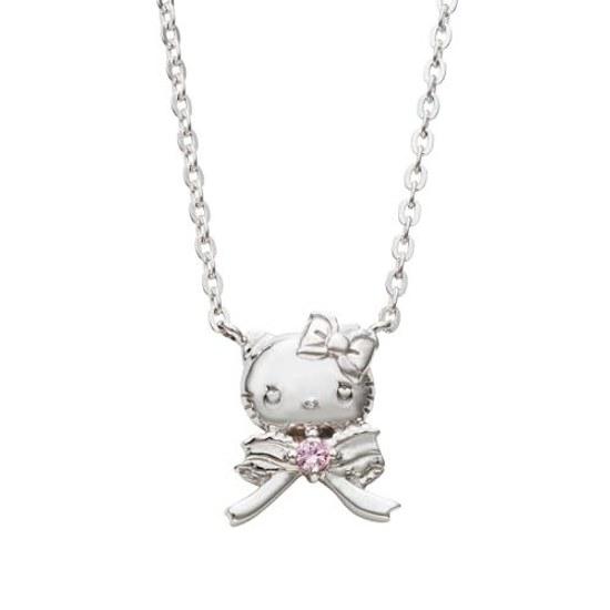 White Clover Necklace Hello Kitty 50th Anniversary DOLLY MIX Sanrio Characters Silver 925 Cubic Zirconia Ribbon SAKT50-N003RD