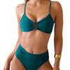Solid Ruched High Waist Sexy Bikini Set Elegant Slimming Two Piece Swimwear